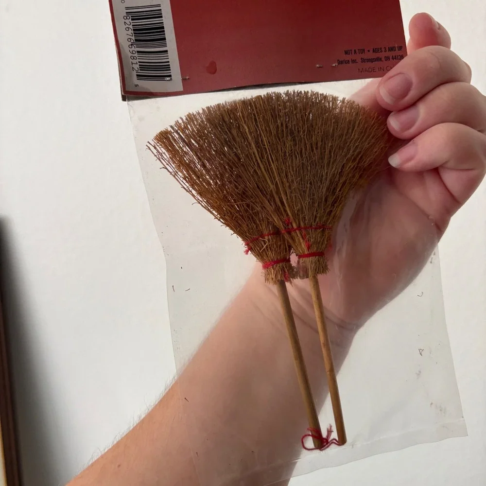 Darice Craft Design 6 Inch Flat Broom 2 Piece Set Miniature Craft 2803-22